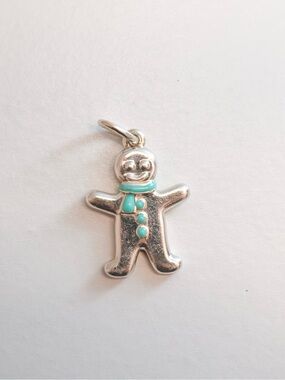 Tiffany & Co. Silver Gingerbread Man Charm with enamel accents